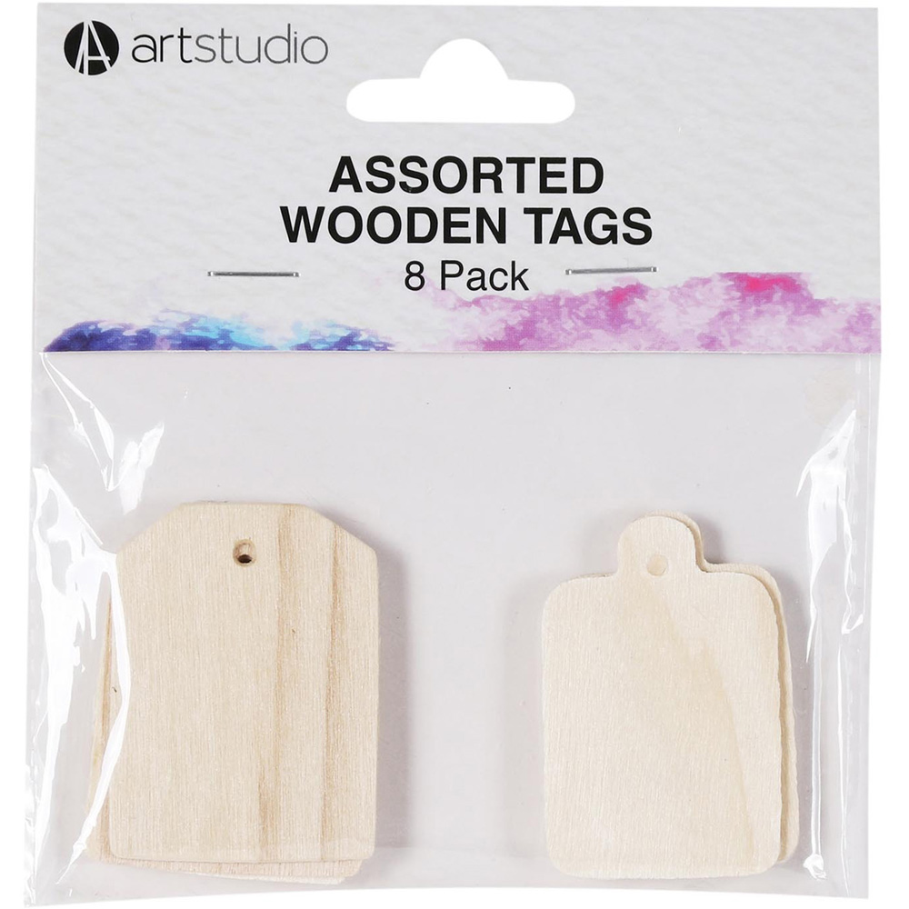 Pack of Eight Art Studio Wooden Tags Image