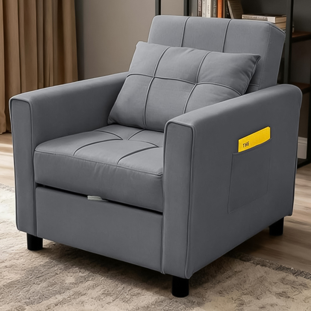 Alivio Singel Seater 3-in-1 Dark Grey Convertible Sofa Bed Chair Image 1