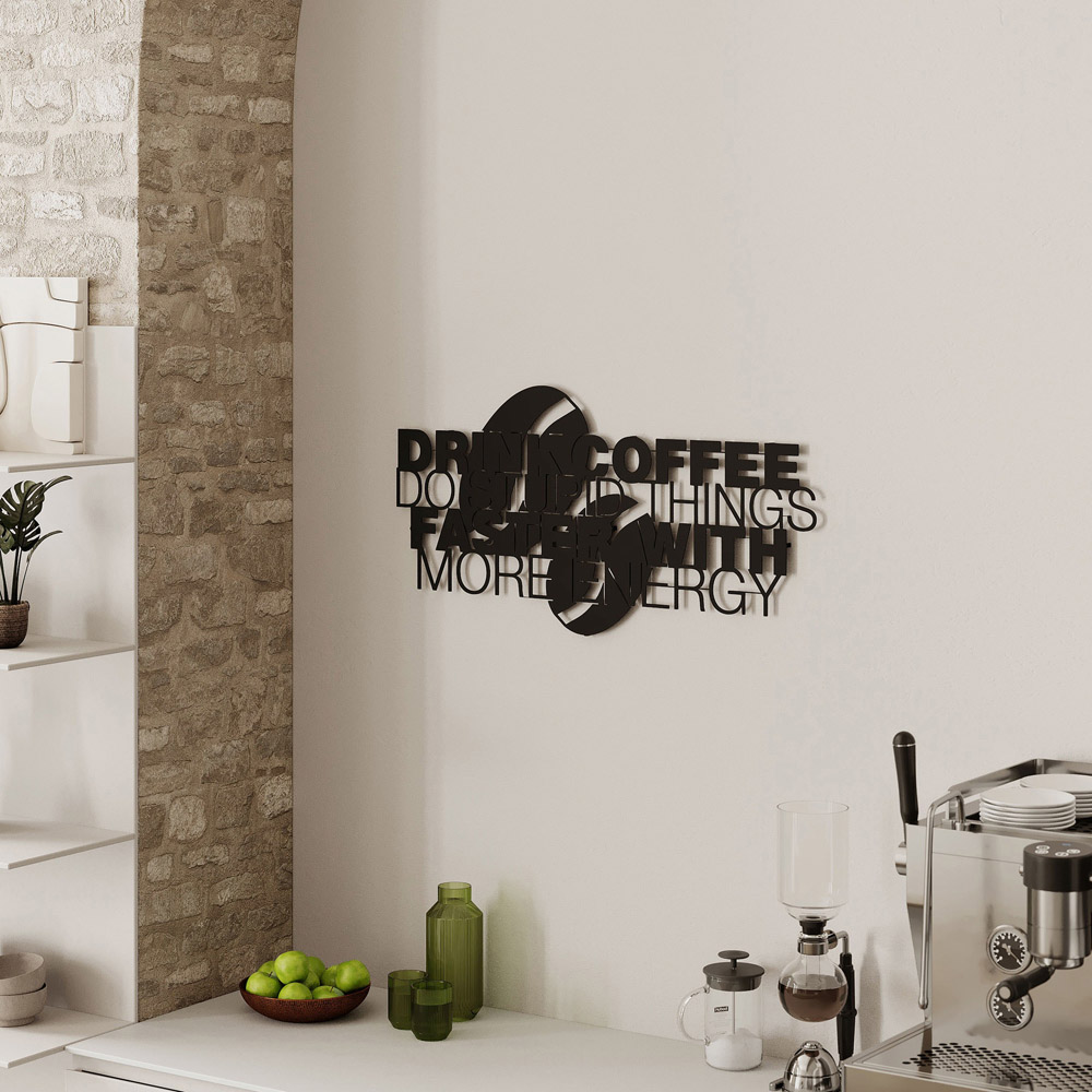 Decortie Black Metal Coffee For More Energy Wall Art Image 3