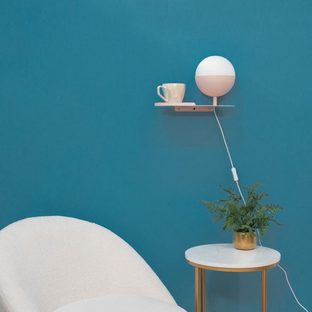ValueLights Marlow Blush Pink Globe LED Shelf Lamp Image 2