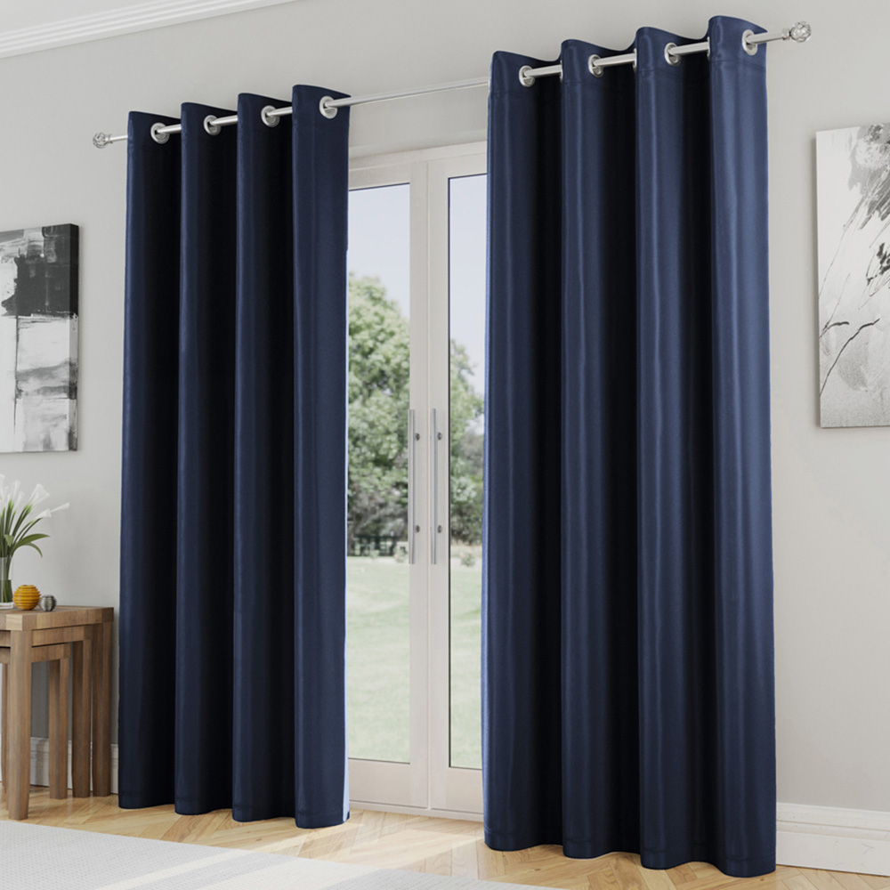 Enhanced Living Supersoft Navy Blackout Eyelet Thermal Curtains 168 x 183cm Image 1
