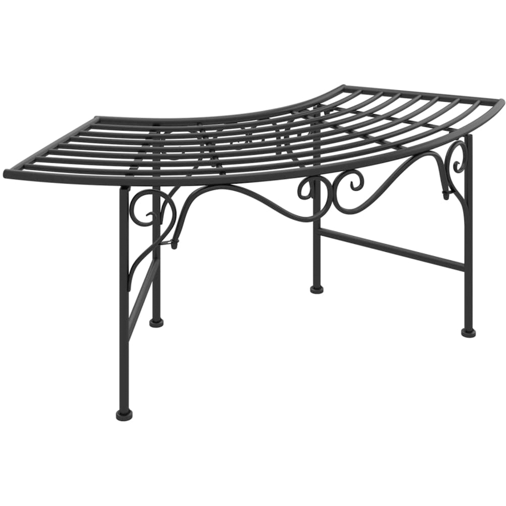 vidaXL Black Steel Arch Shaped Tree Bench Image 3