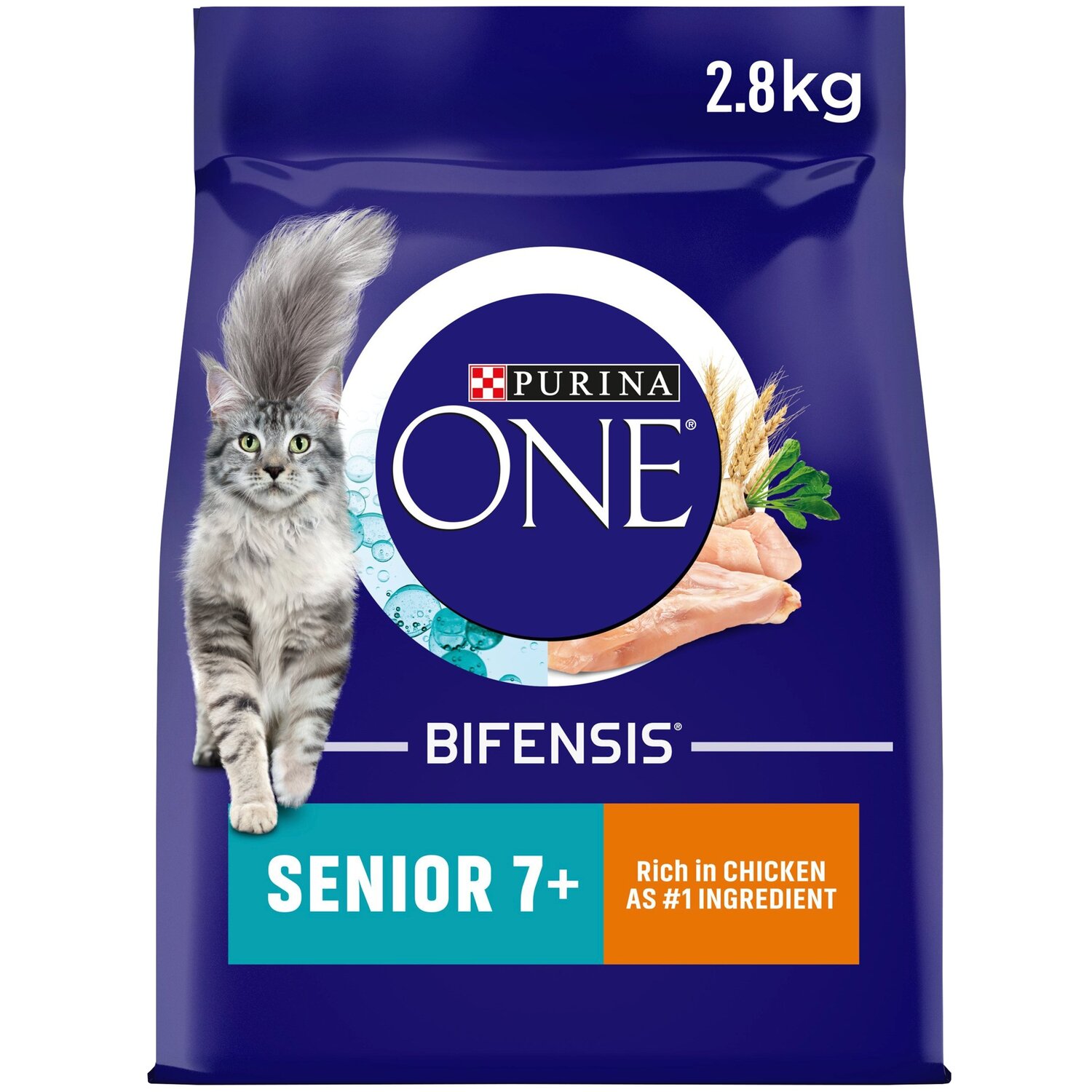 Purina One Bifensis Rich in Chicken Senior Dry Cat Food 2.8kg Image 1