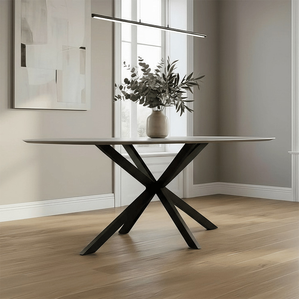 Home Source Sigma 4 Seater Oval Dining Table Grey Image 3