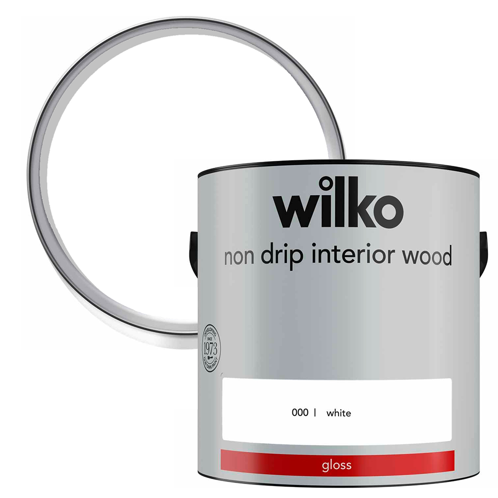 Wilko Non Drip Interior Wood White Gloss Paint 2.5L Image 1