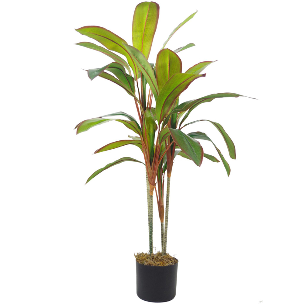Botanik Dracaena Palm Artificial Tree in Gold Metal Planter 3.3ft Image 3