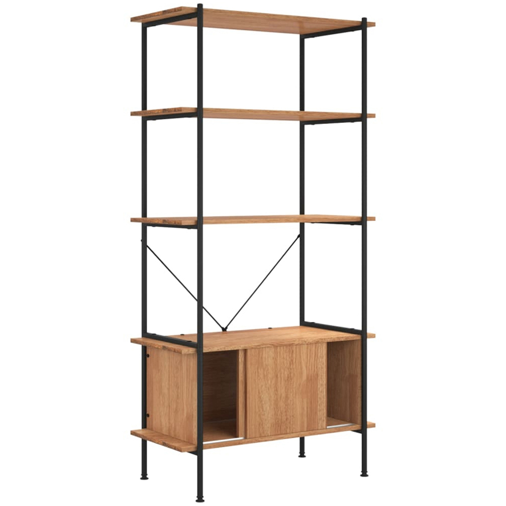 vidaXL 2 Sliding Door 3 Open Shelf Light Brown Steel and Shelving Unit Image 3