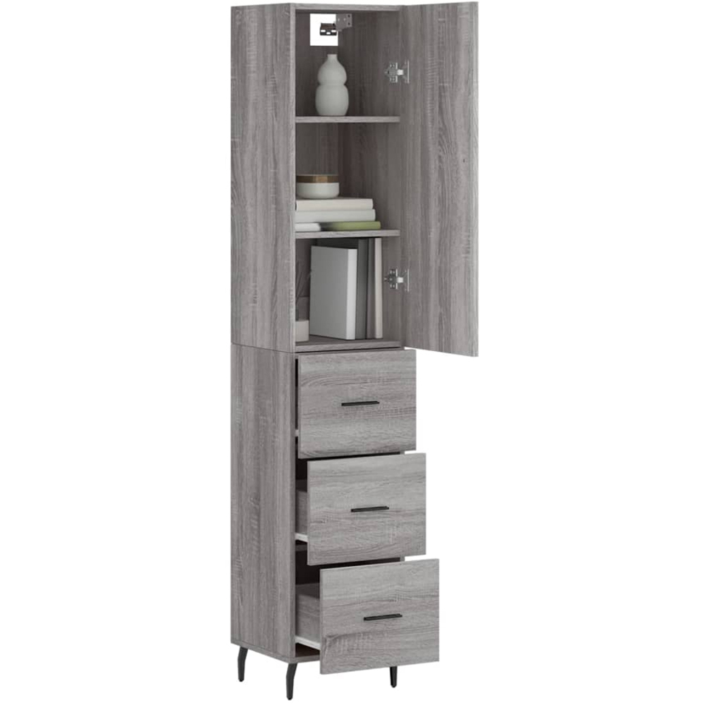 vidaXL Single Door 3 Drawer Grey Sonoma Highboard Image 3