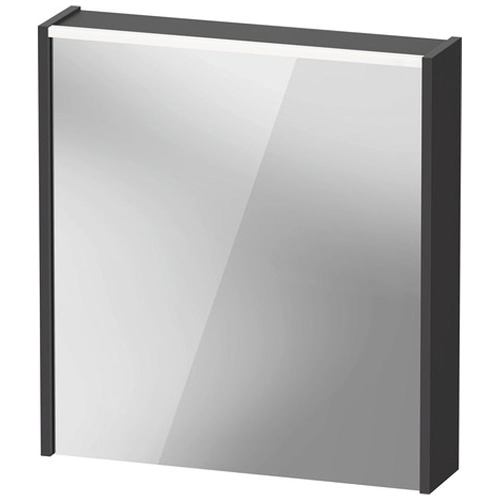 Duravit D-Code Right Opening Matt Graphite Illuminated Mirror Cabinet 650 x 700mm Image 2