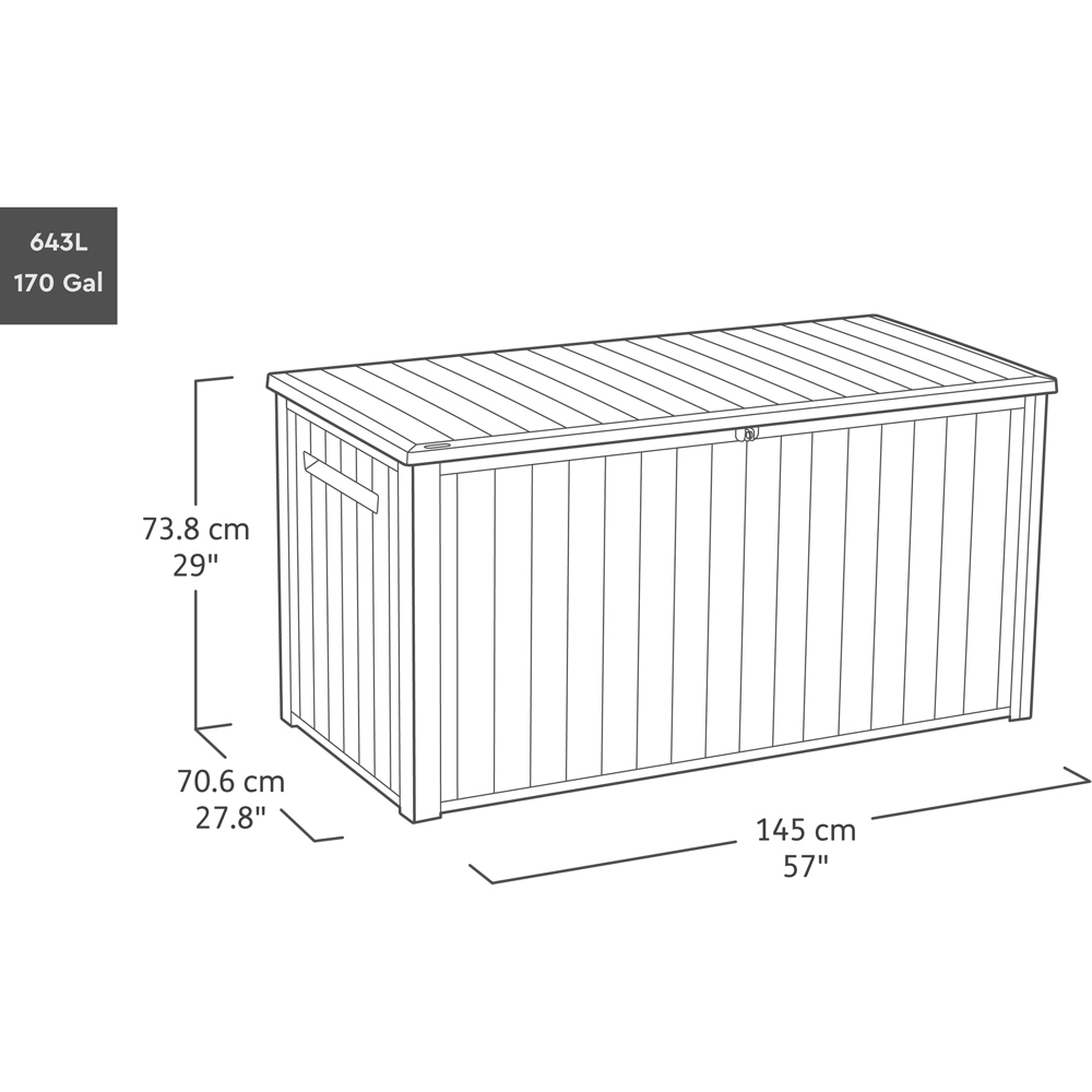 Keter Lineus Graphite Garden Storage Box 643L Image 7