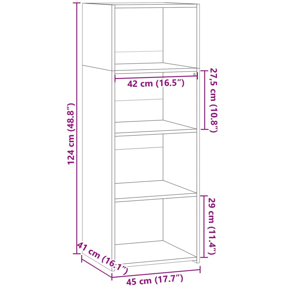 vidaXL 4 Shelf Concrete Grey Highboard Image 9