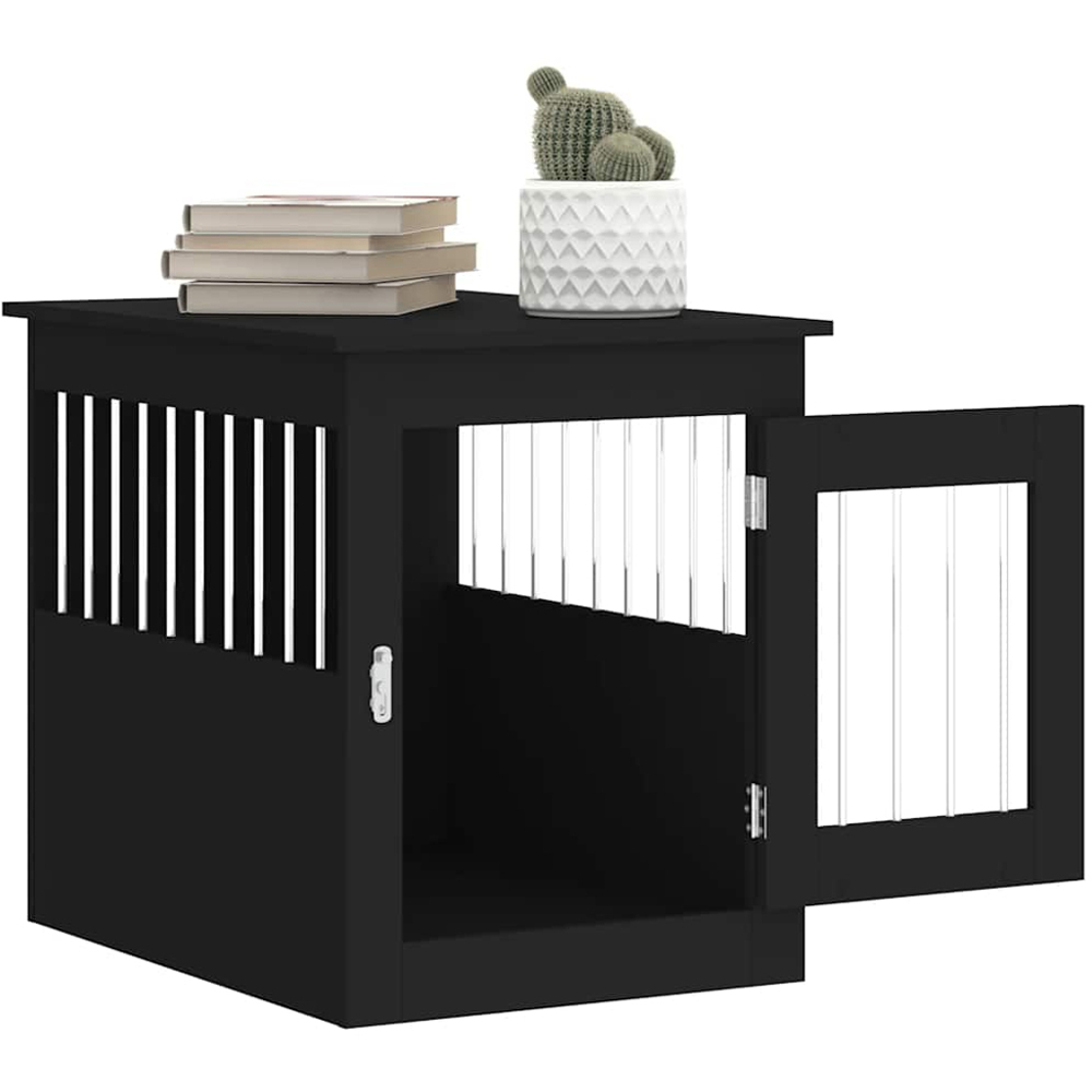vidaXL Black Engineered Wood Dog Crate Furniture 55 x 75 x 65cm Image 4