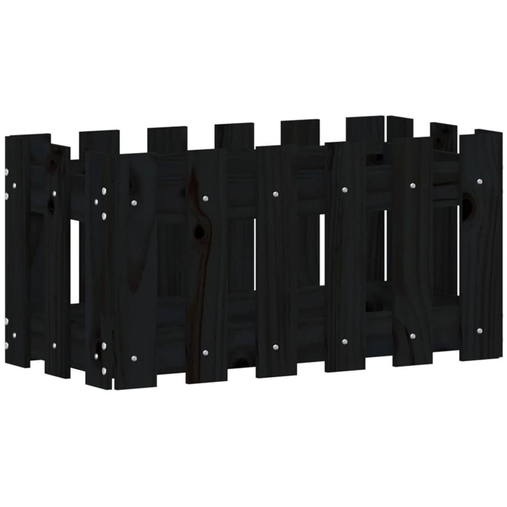 vidaXL Black Solid Pine Garden Planter 60 x 30 x 30cm Image 3