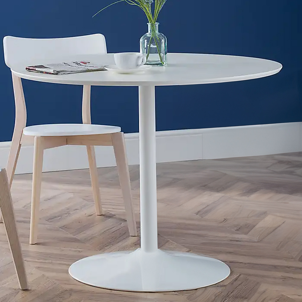 Julian Bowen Blanco 4 Seater Round Pedestal Dining Table White Image 1