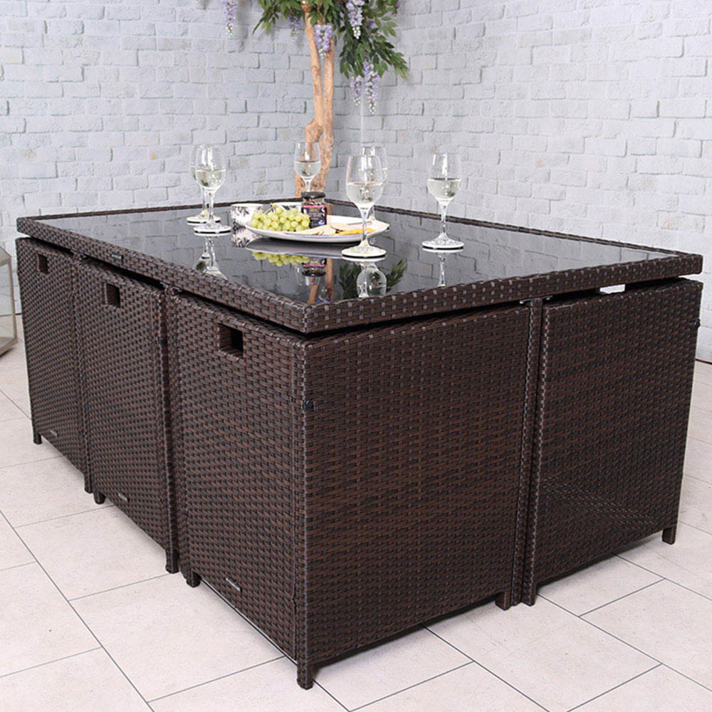 Royalcraft Nevada 6 Seater Cube Dining Set Brown Image 7