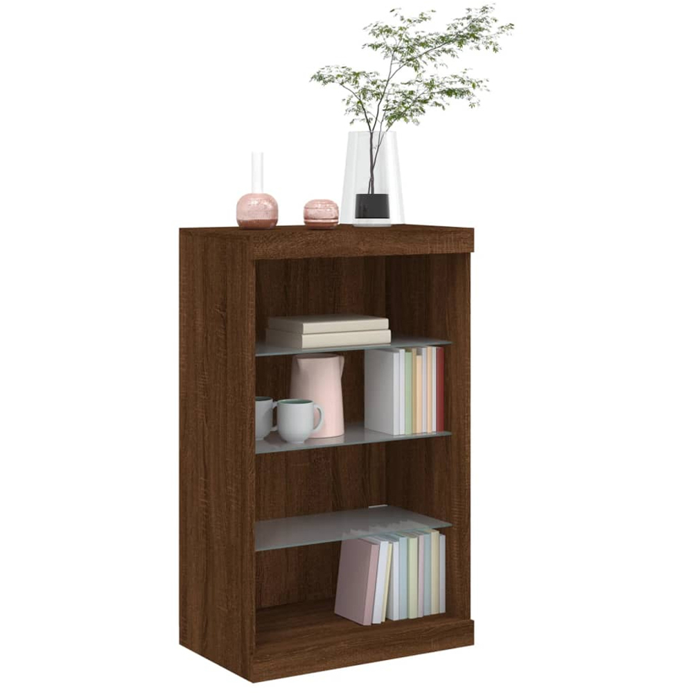 vidaXL 4 Drawer Brown Oak Narrow Sideboard with LED Lights Image 5
