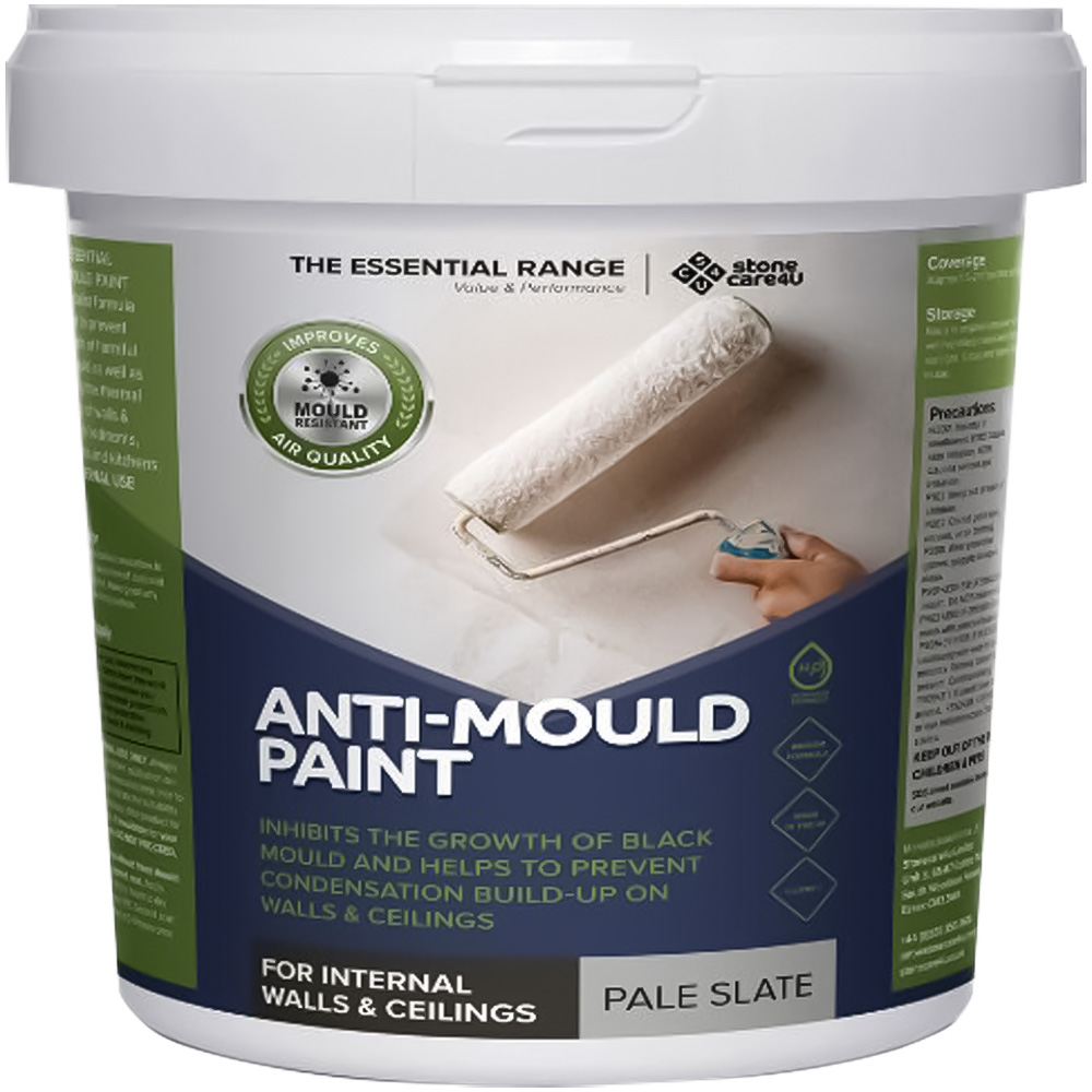 StoneCare4U Essential Walls & Ceilings Pale Slate Matt Anti Mould Paint 5L Image 2