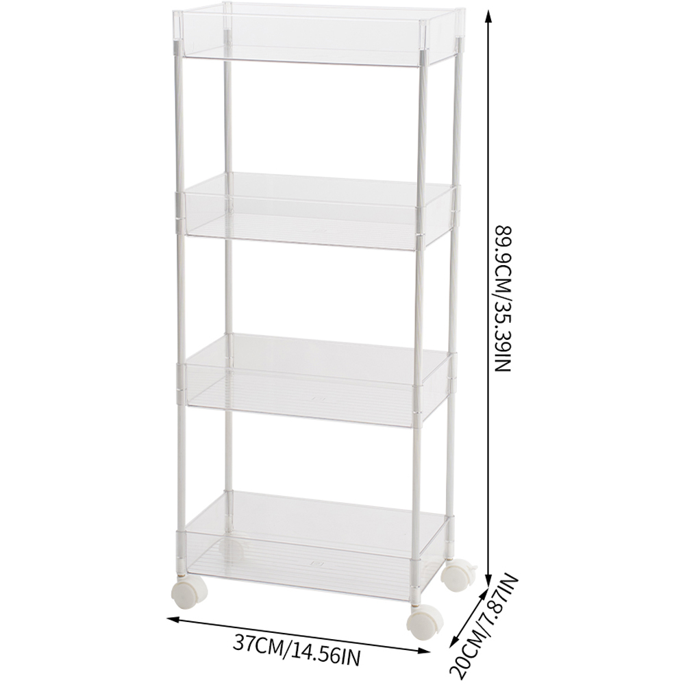 Living and Home 4 Shelf Clear Rolling Storage Cart Image 8