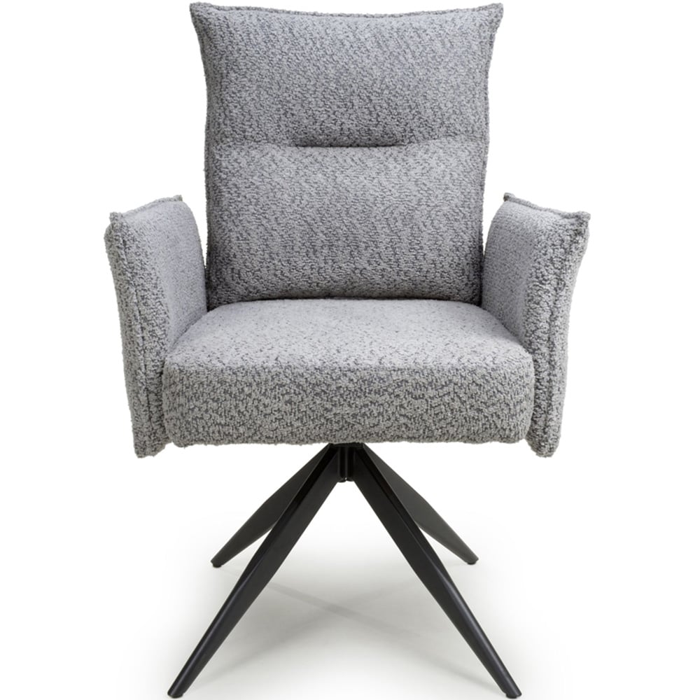 Brunswick Set of 2 Textured Chenille Effect Light Grey Swivel Chairs Image 3