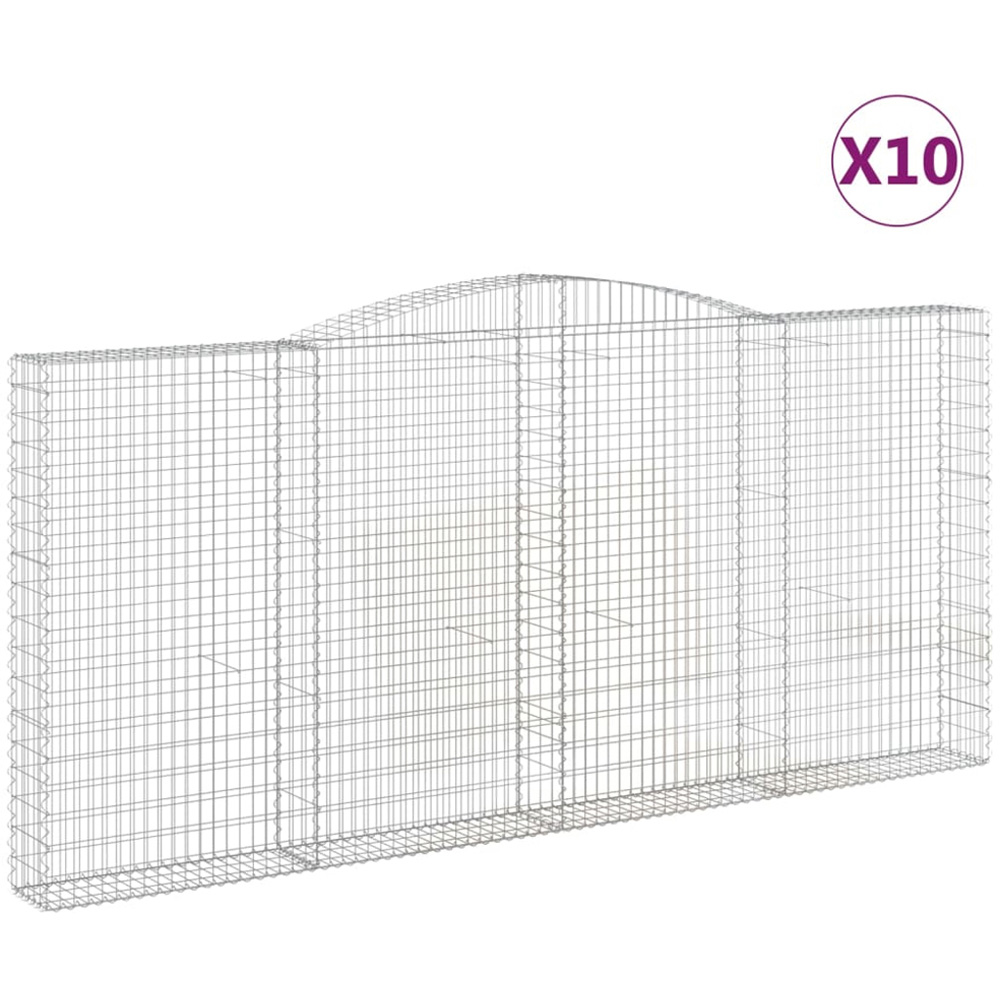 vidaXL Silver Galvanised Iron Arched Gabion Basket 400 x 30 x 180/200cm 10 Pack Image 2