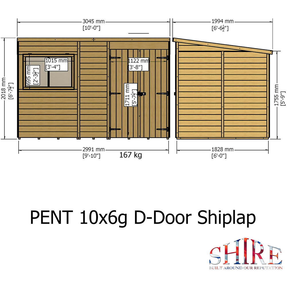 Shire 10 x 6ft Shiplap Pent Garden Shed Image 7