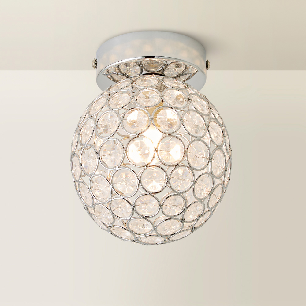 ValueLights Ella Chrome Sphere Globe Jewel LED Flush Ceiling Light Image 5