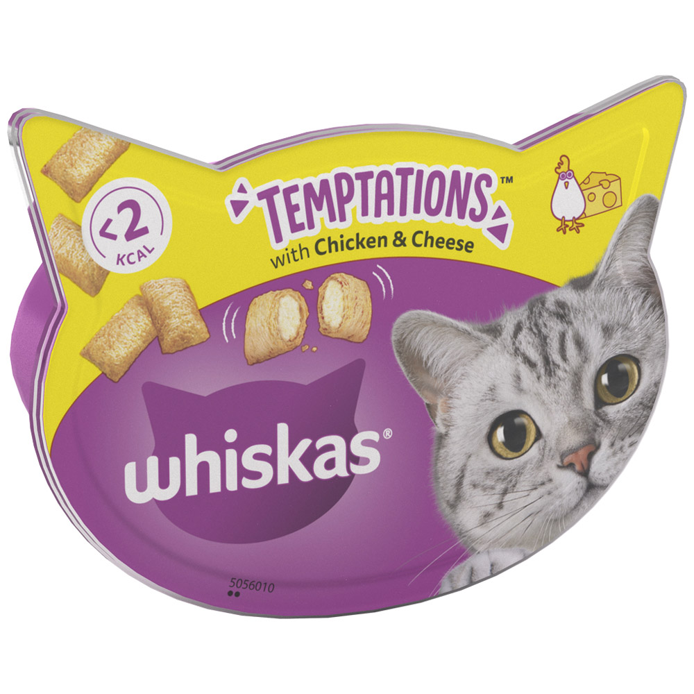 Whiskas Temptations Adult Cat Treat Biscuits with Chicken and Cheese 60g Image 2