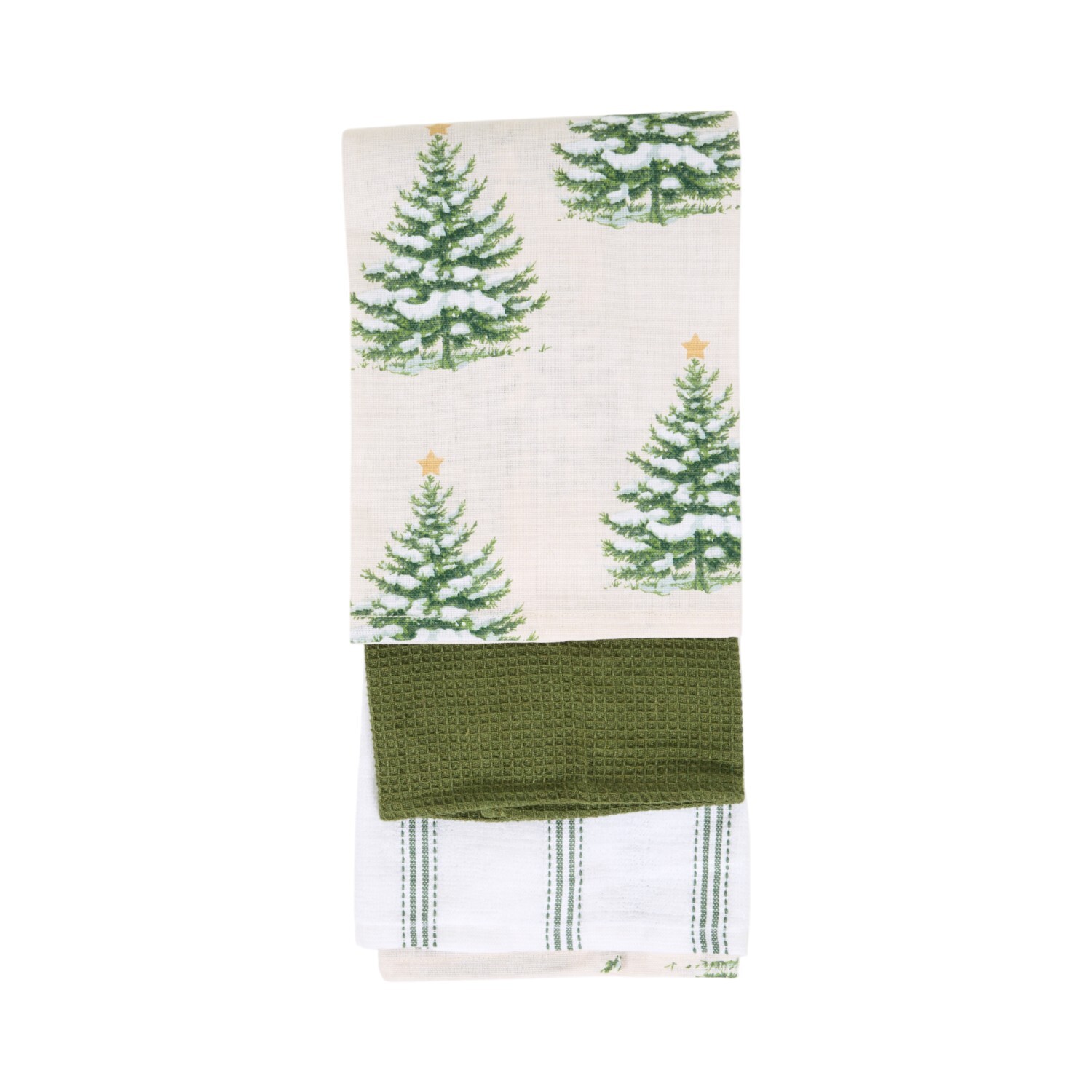 Pack of 3 Christmas Tree Tea Towels Green Image 2