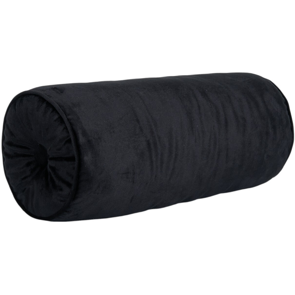 Soft Velvet Bolster CushionBlack Image 1
