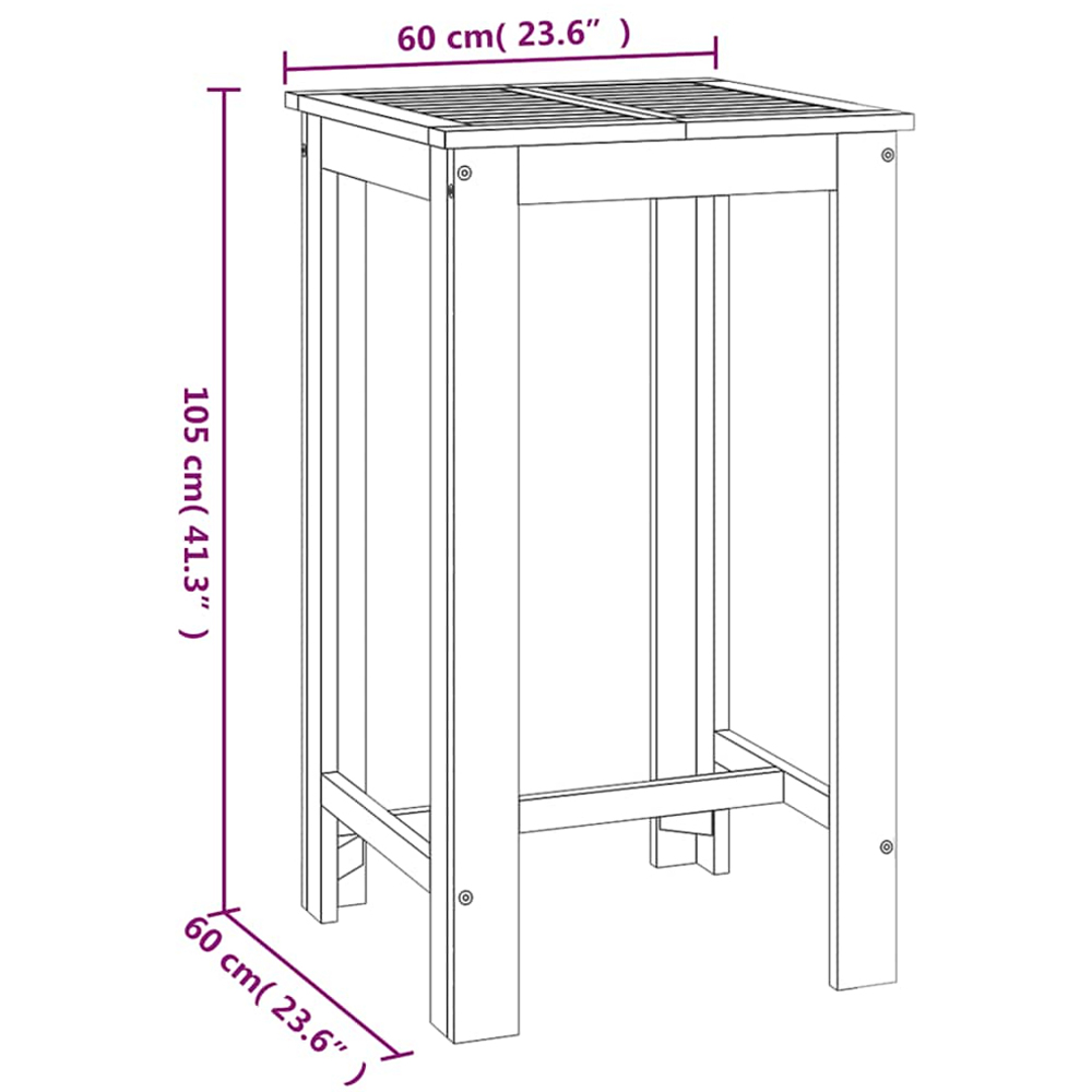 vidaXL Solid Wood Acacia Square Garden Bar Table Image 6