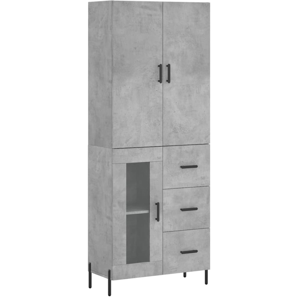 vidaXL 3 Door 3 Drawer Concrete Grey Highboard Image 2