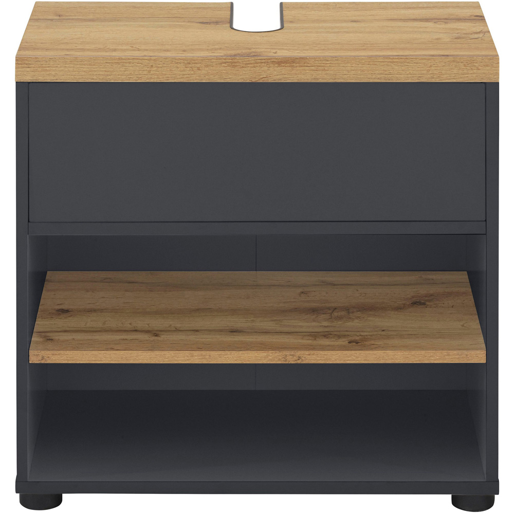 Loft24 Thessa Single Door Anthracite Oak Sink Cabinet Image 3