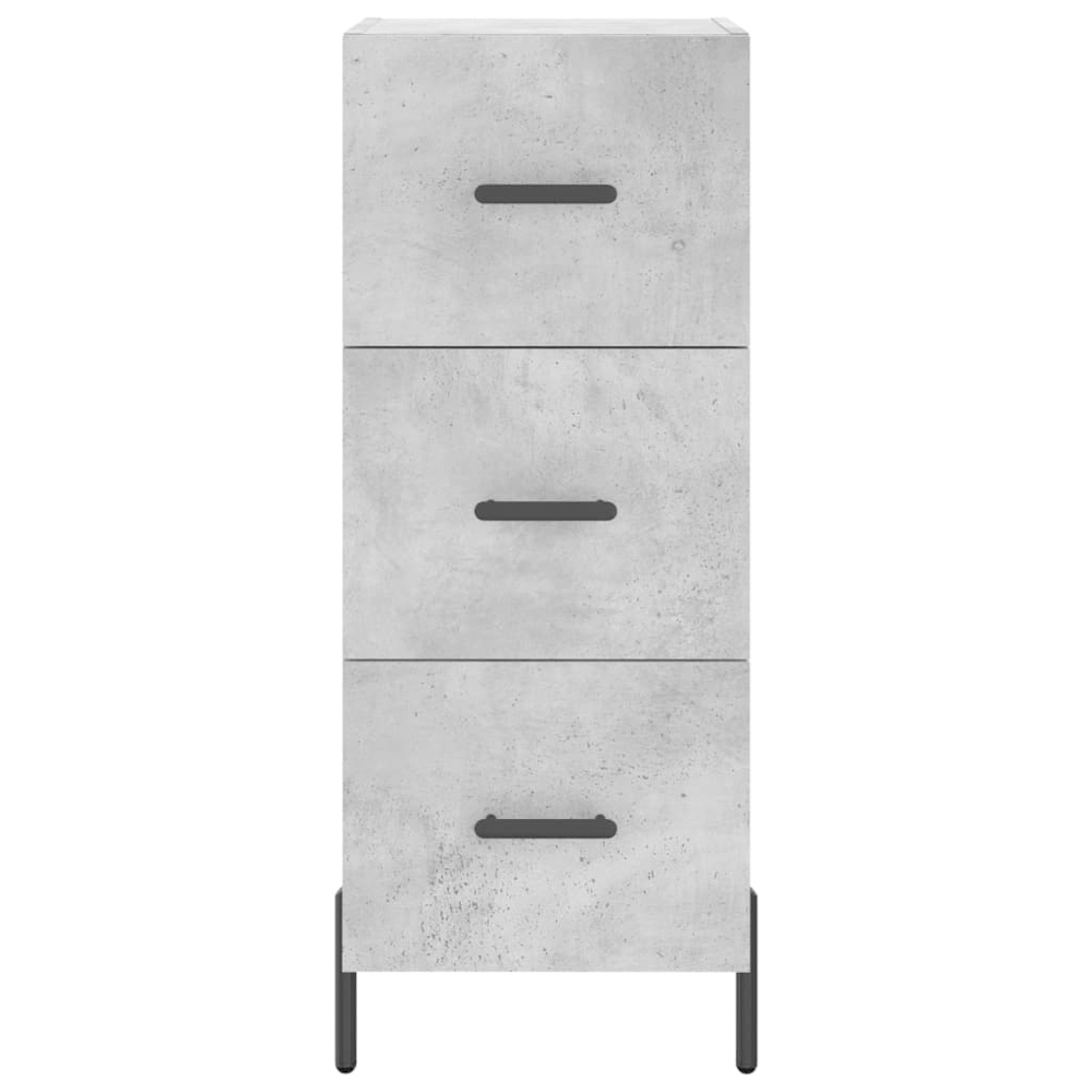 vidaXL Single Glass Door 3 Drawer Concrete Grey Highboard Image 6