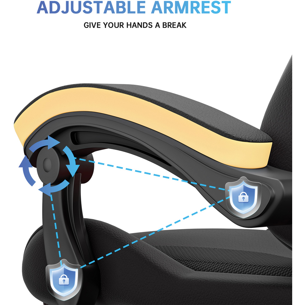 Rattrix Black Height Adjustable Gaming Chair with Footrest and Lumbar Cushion Image 8