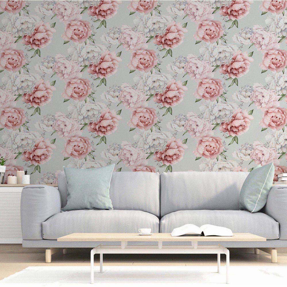 Arthouse Mixed Peonies Mint Wallpaper Image 6