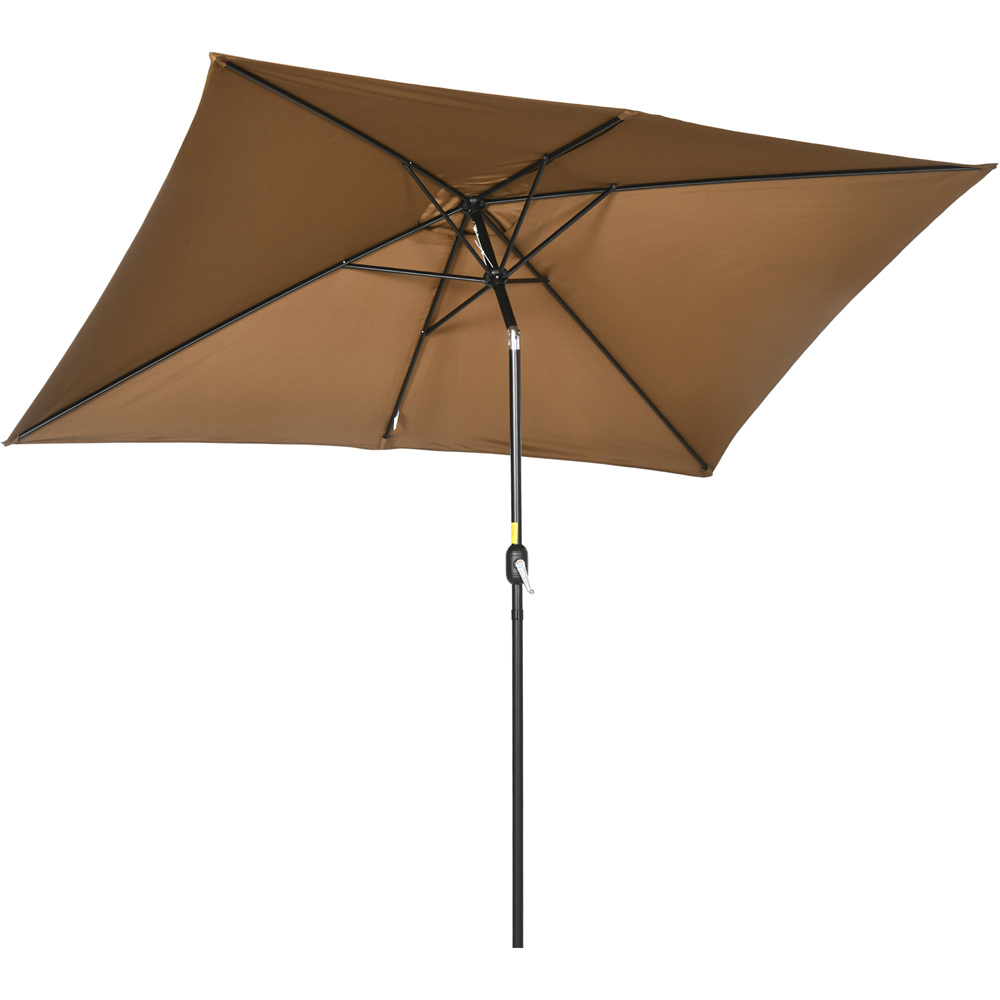 Outsunny Brown Crank and Tilt Parasol 3m Image 1