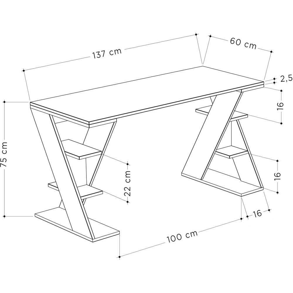 Decortie Papillon 6 Shelf White and Anthracite Working Table Image 5