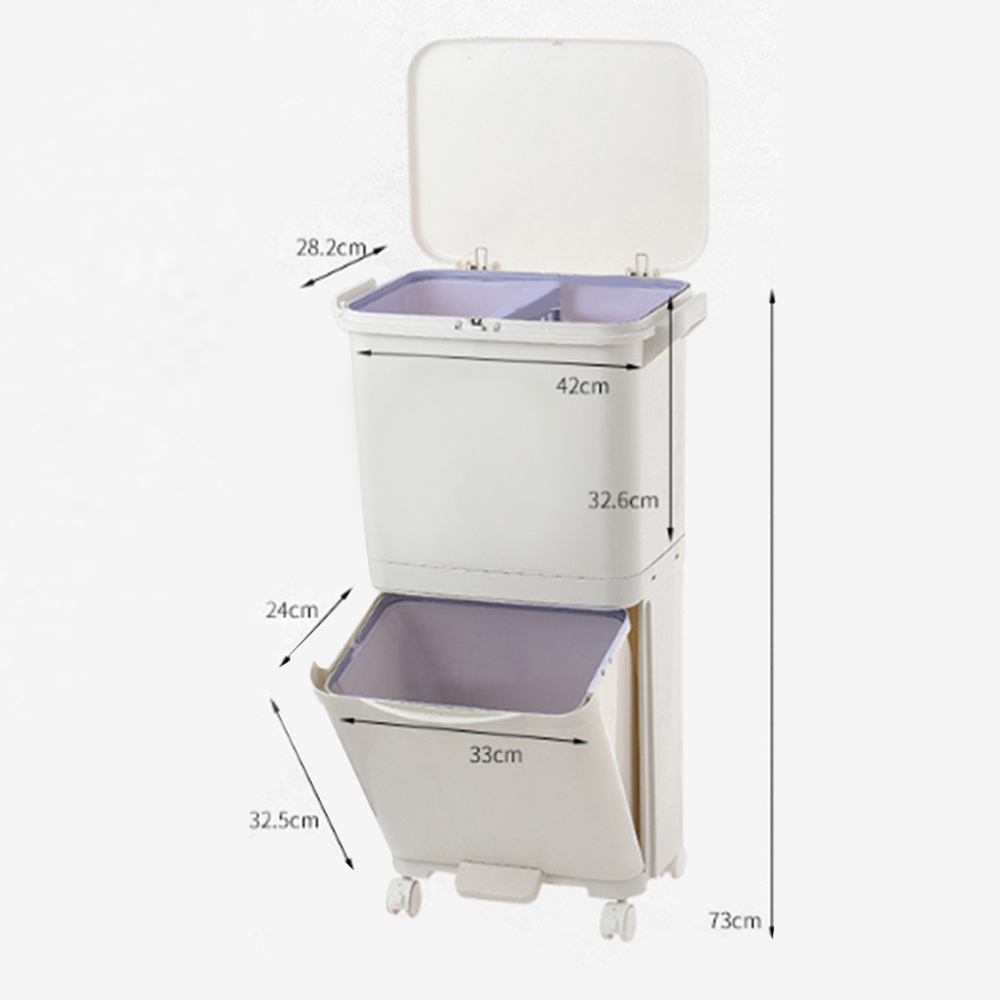 Living And Home White 2 Compartment Plastic Pedal Recycling Waste Bin 38L Image 8