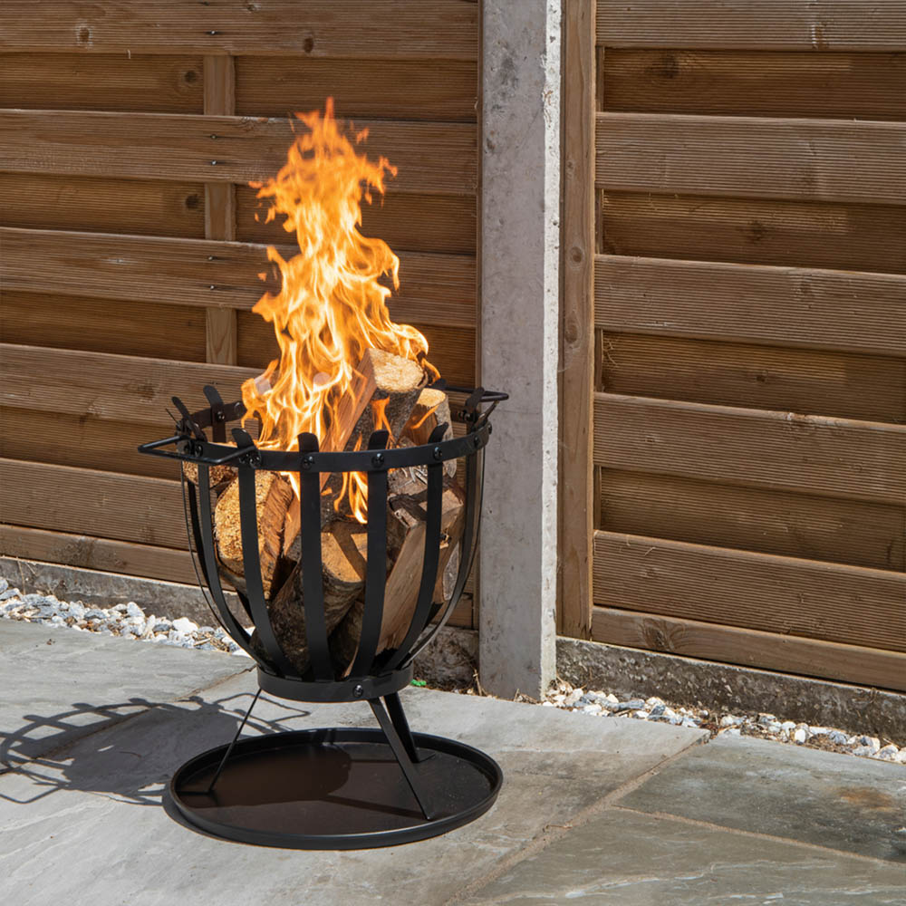 Samuel Alexander Black Steel El-Clasico Outdoor Fire Basket 44cm Image 3