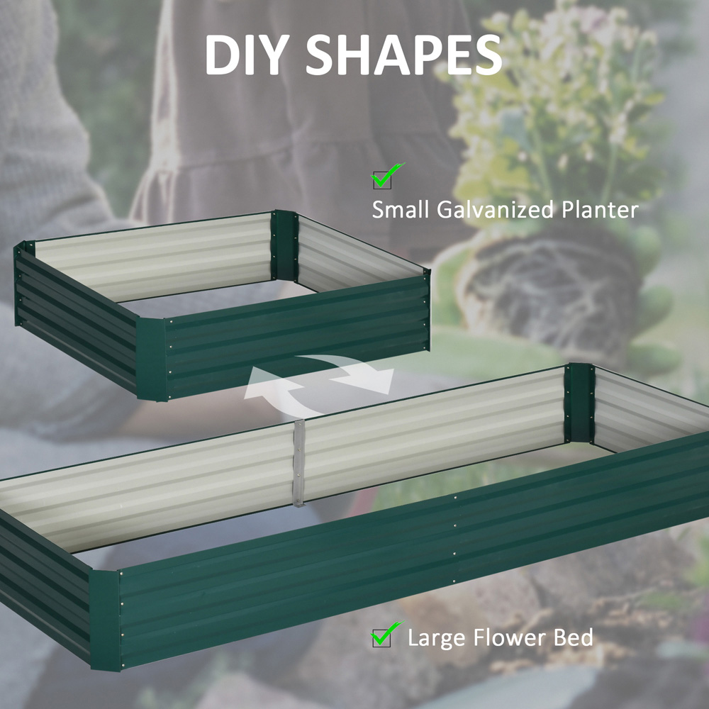 Outsunny Green Galvanised Steel Raised Garden Bed Planter with Open Bottom Image 5