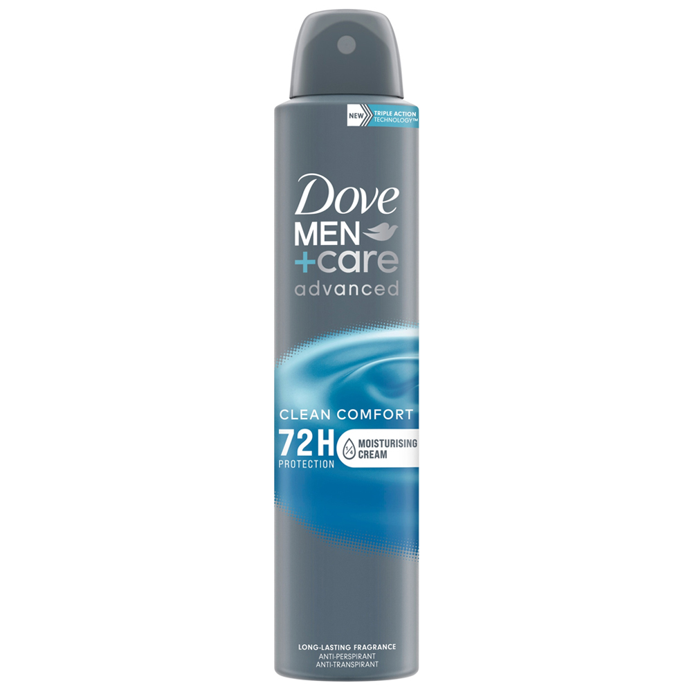 Dove Men+Care Advanced Clean Comfort Antiperspirant Deodorant Aerosol 200ml Image 1