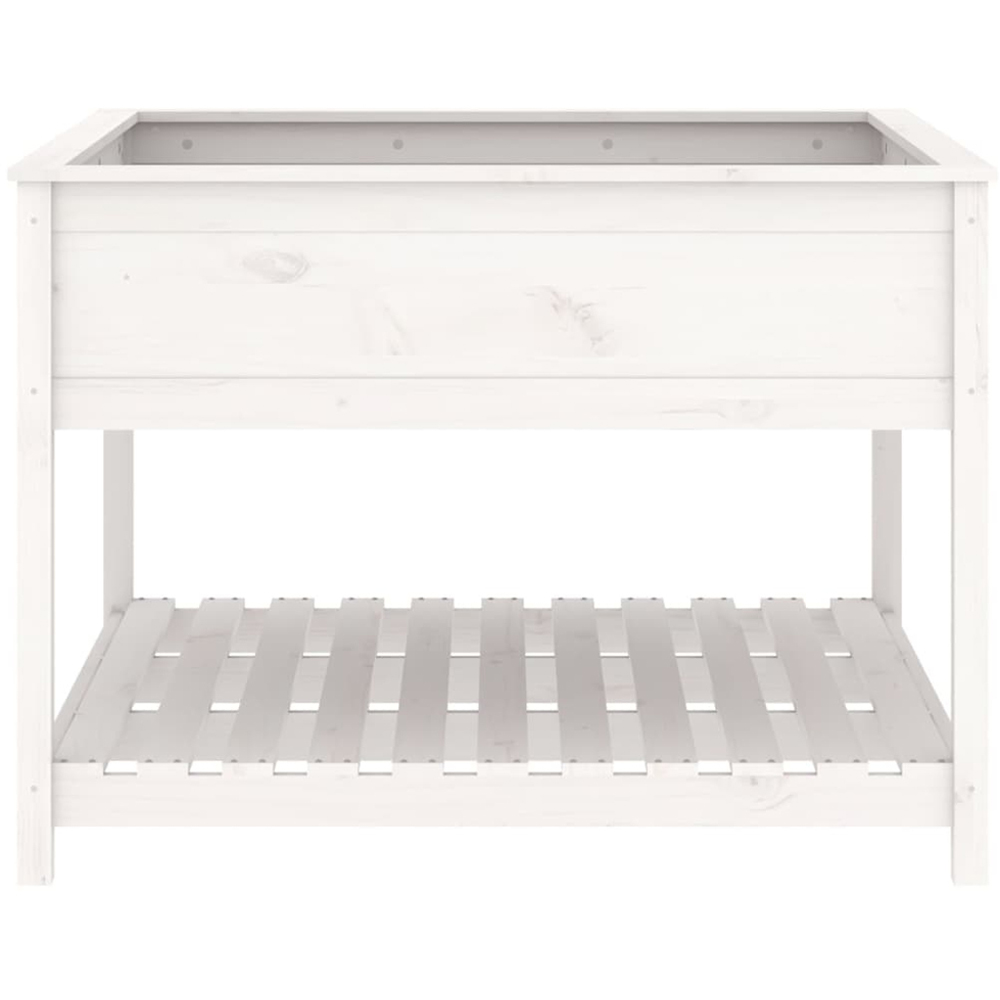 vidaXL White Solid Pine Wood Garden Planter with Shelf 81 x 111.5 x 111.5cm Image 4