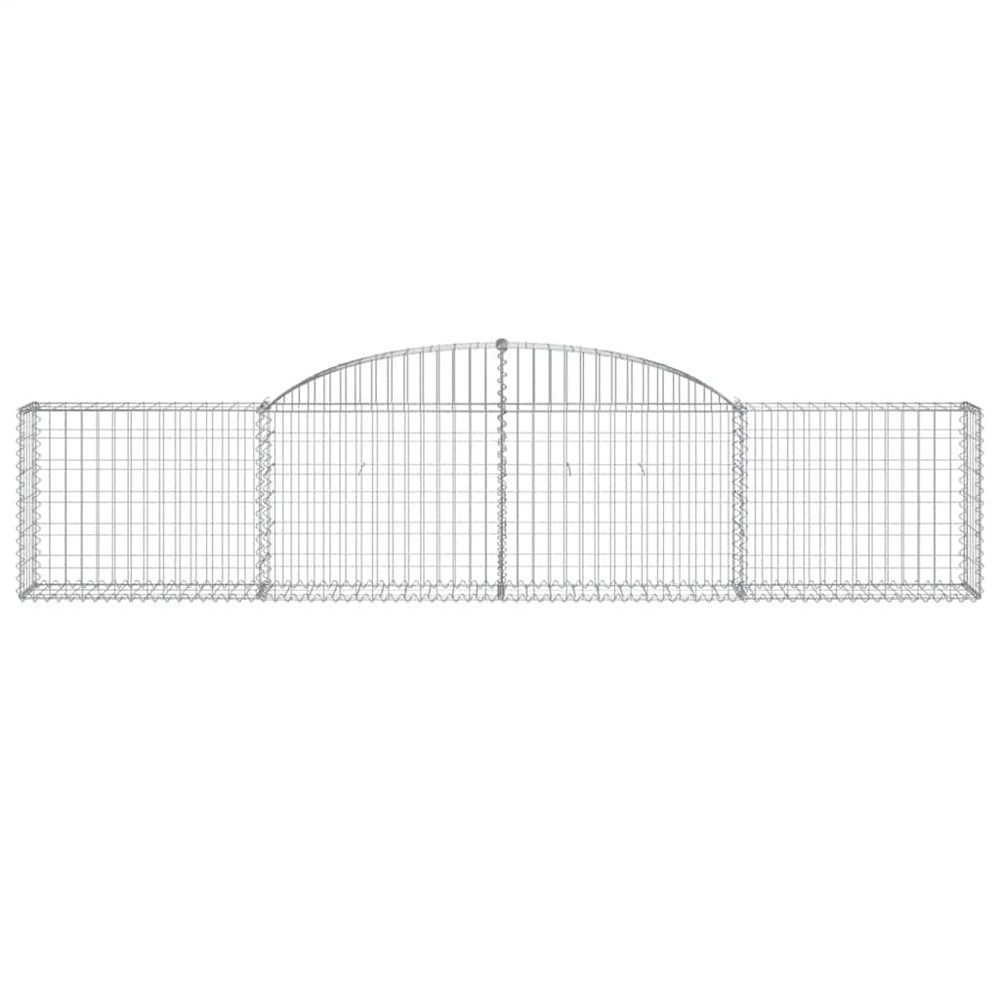 vidaXL Silver Galvanised Iron Arched Gabion Basket 300 x 30 x 60/80cm 13 Pack Image 2