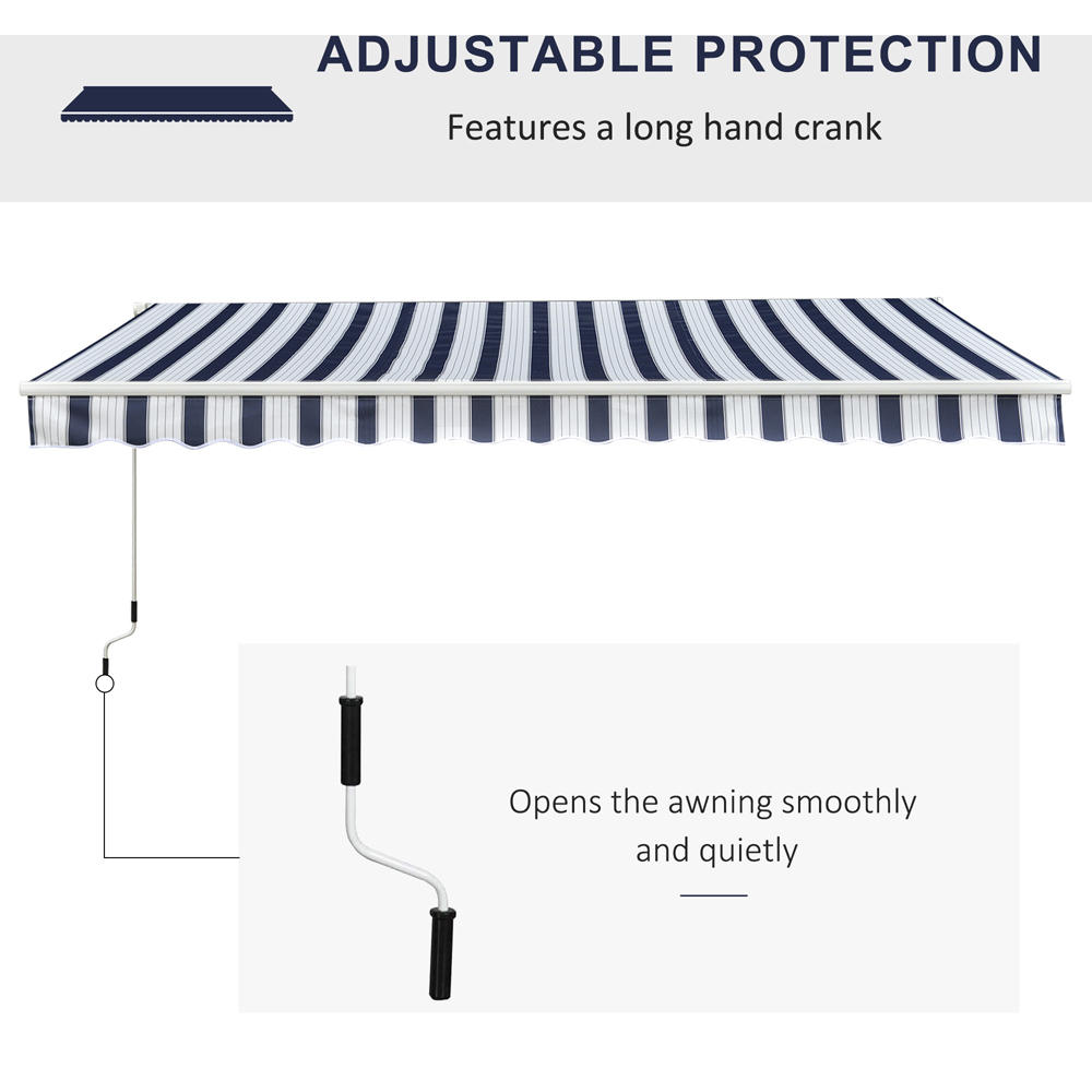 Outsunny Blue and White Striped Retractable Awning 3.5 x 2.5m Image 4