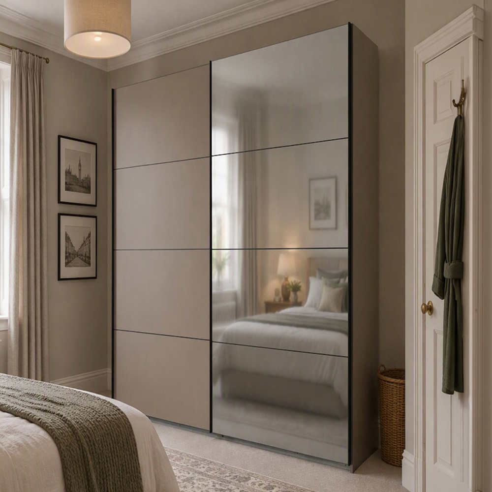 TJ'S Aalst 2 Sliding Door Sahara Grey Wardrobe Image 1