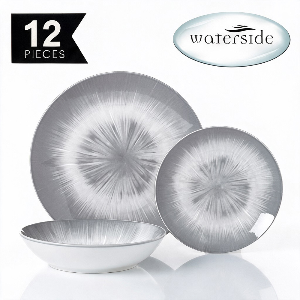 Waterside Grey Star 12 Piece Dinner Set Image 6