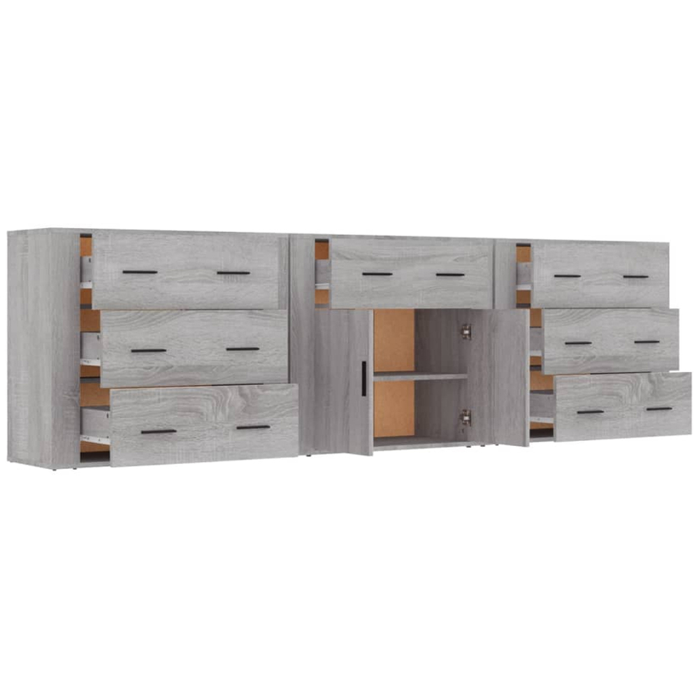 vidaXL 2 Door 7 Drawer Grey Sonoma Sideboard Image 4