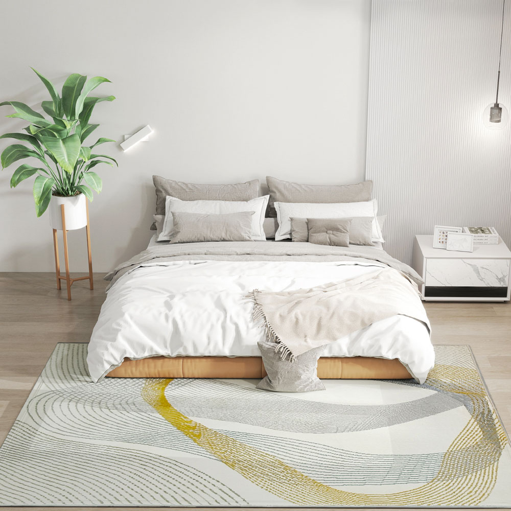 HOMCOM Cream White Flowing Lines Allergy Friendly Rug 230 x 160cm Image 2