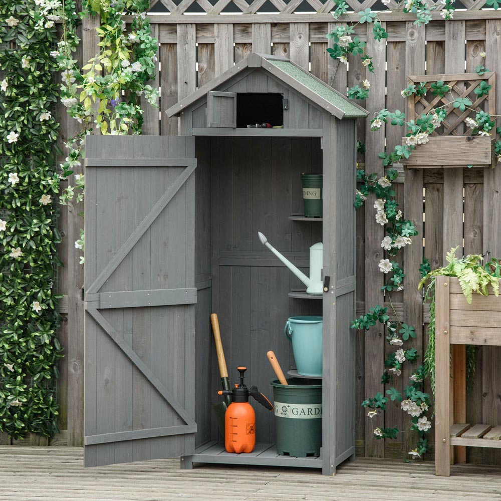 Outsunny 2.2 x 1.5ft Grey Tool Shed Image 5