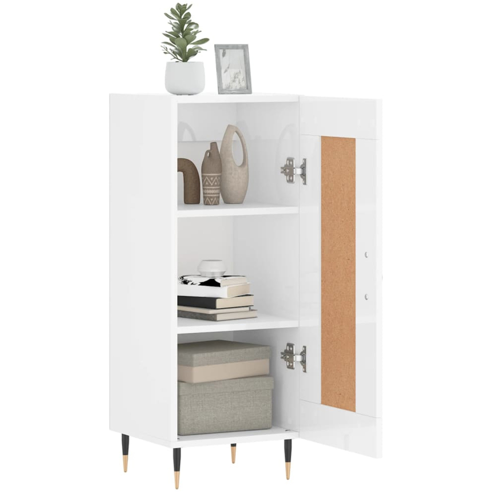 vidaXL Single Door High Gloss White Sideboard Image 4